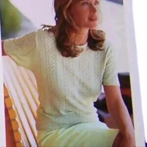 Laura Ashley Short Sleeve Lace Jumper Vintage 1997 Green Pointelle  Women's XL